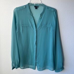 East 5th top sheer blouse light teal size Medium